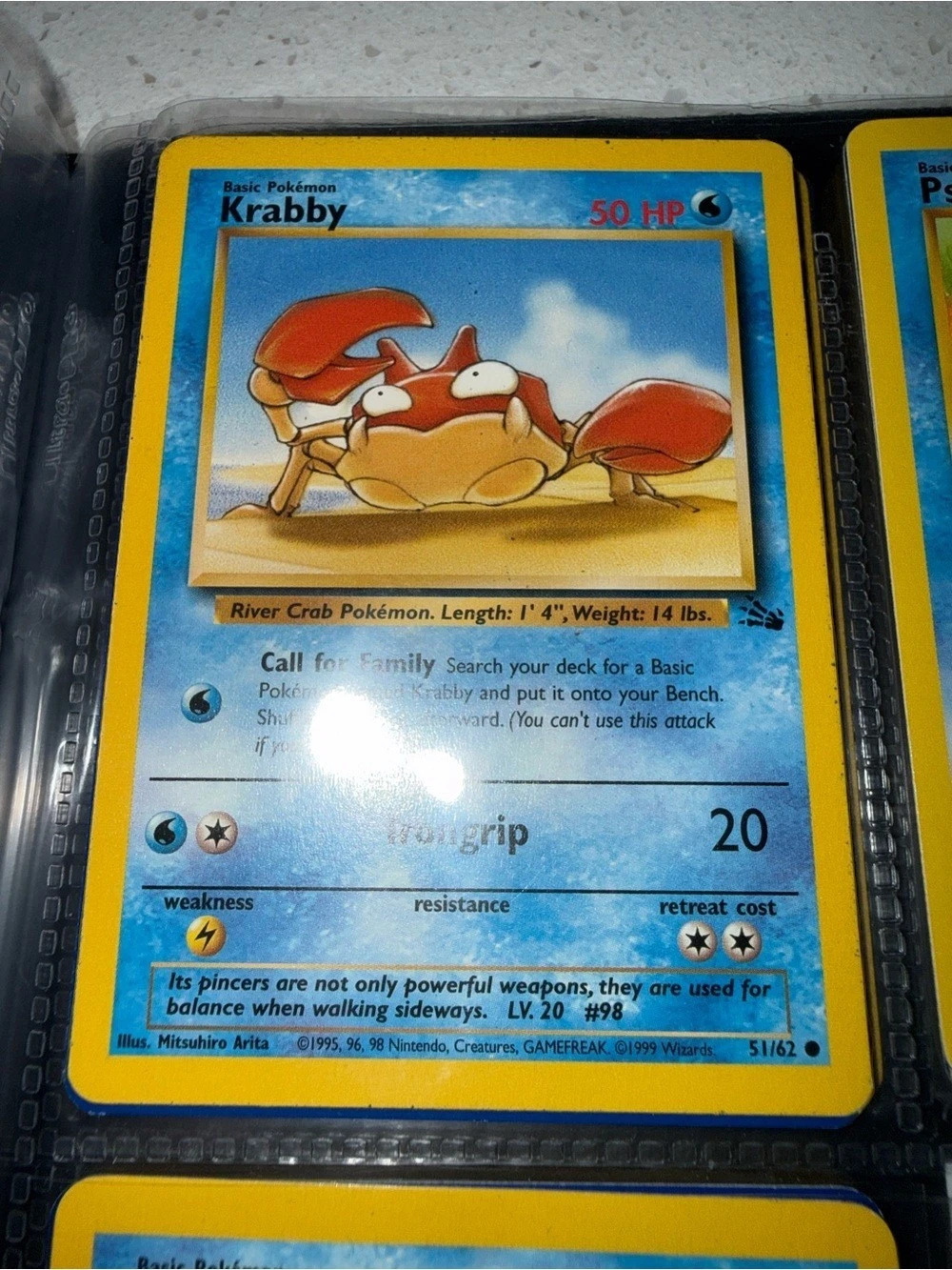 Pokémon Krabby 51/62 Trading Card vintage